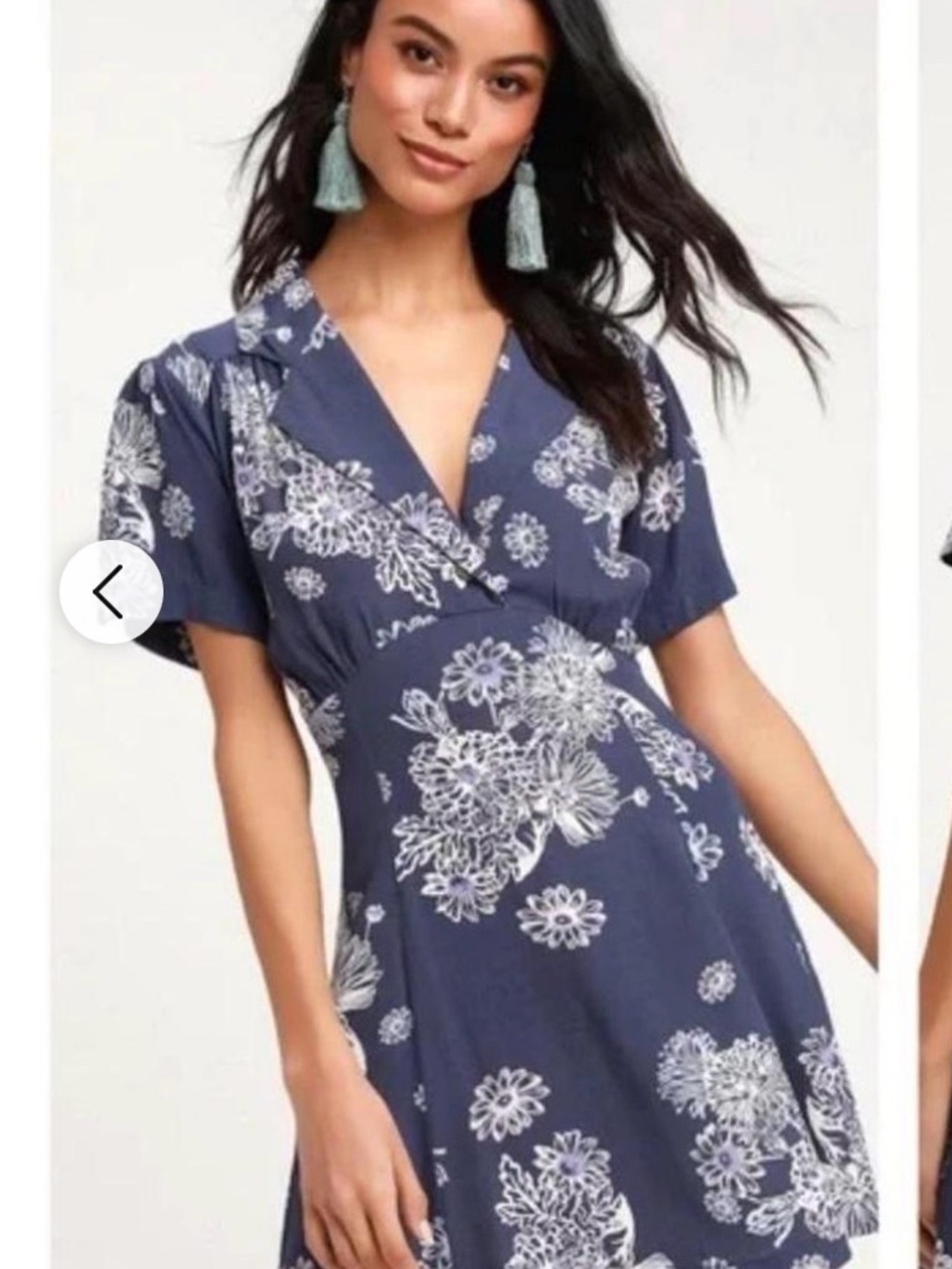 Free People Navy & White Floral Mini Dress